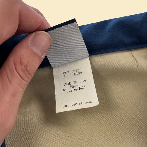 80s Texaco windbreaker jacket, XL vintage 1980s beige & blue oil and gas jacket - Picture 4 of 9